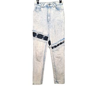 Vintage 90s Anti-Basic X Daily Jeans Size 9/10 Acid Wash Distressed High Rise